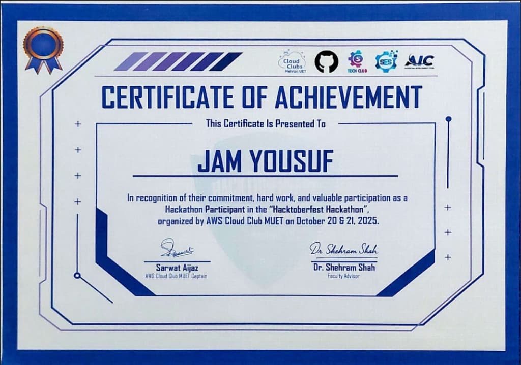 Hacktoberfest Hackathon Certificate